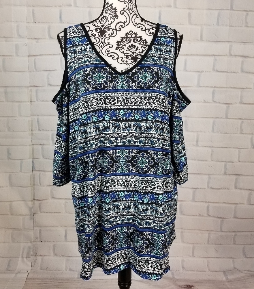 Rue 21 women's cold shoulder stretch knit floral print top plus size 2x NWT b12a